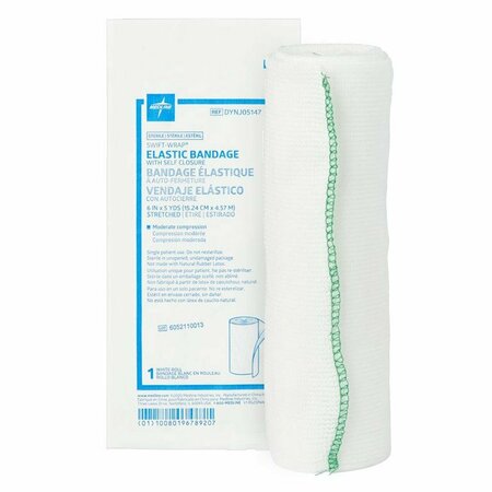 MEDLINE Sterile Swift-Wrap Elastic Bandages, Latex-Free, White, 6 in. x 5 yds., 20PK DYNJ05147